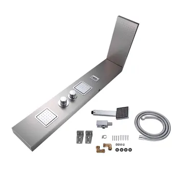 

Digital Display Square Shower Panel Tower Modern Bathroom Stainless Steel Tower Shower Waterfall System Wall Mount Shower Set