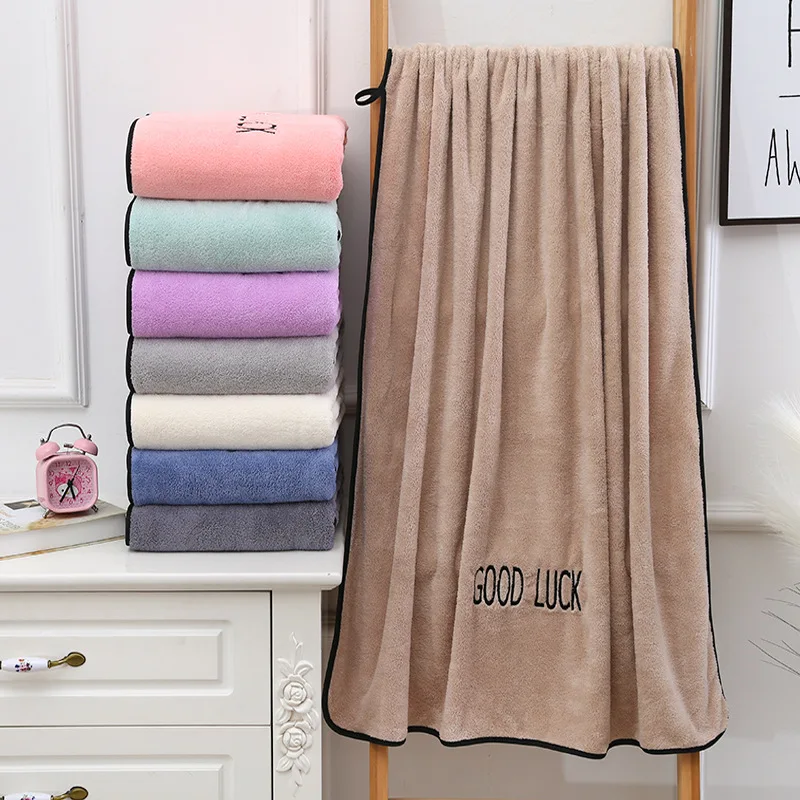 

Foldable Microfiber Large Bath Hand Towel Coral Velvet Absorbent Shower Hair Towels for Adults Home Bathroom Supplies 87x160cm