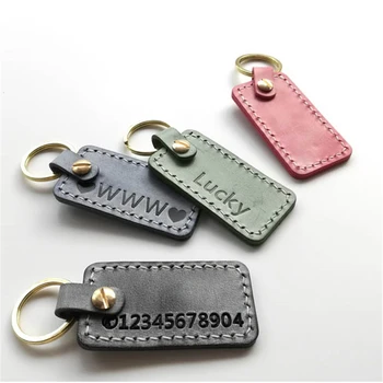 

Anti-lost Keychain Cow Leather Key Holders Ornament Car Keyring Name Number DIY Gift for Men Women Key Chain Wedding Souvenir