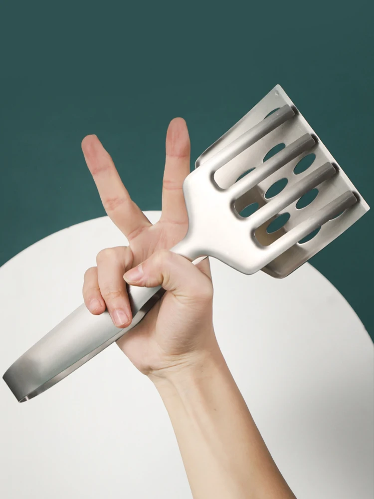 Non stick pot grill clip barbecue household stainless steel thickened cooking fried fish small pancake spatula BBQ kitchen tool