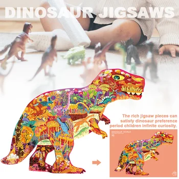 

280pcs Dinosaur Jigsaw Intellectual Educational Toy Lightweight Paper Indoor Cartoon Animal Small Card DIY Assembly Gift