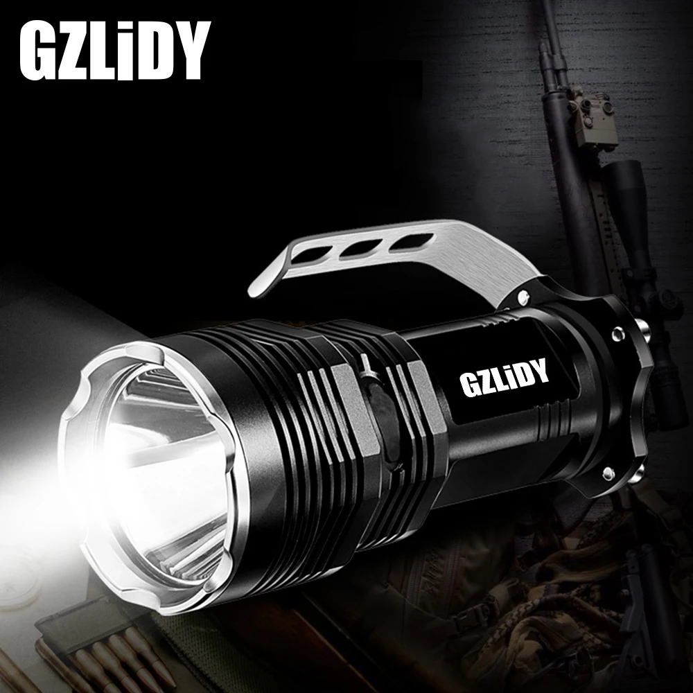

Rechargeable LED Searchlight Super Bright 5 Lighting Mode Flashlight Waterproof Aluminum Alloy Camping Light Using 18650 Battery