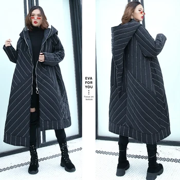 

Irregular Loose Hooded Long Casual Jacket Winter Cotton Plus Size Parka Women Hip Pop Streetwear Warm Coat Padded Overcoat