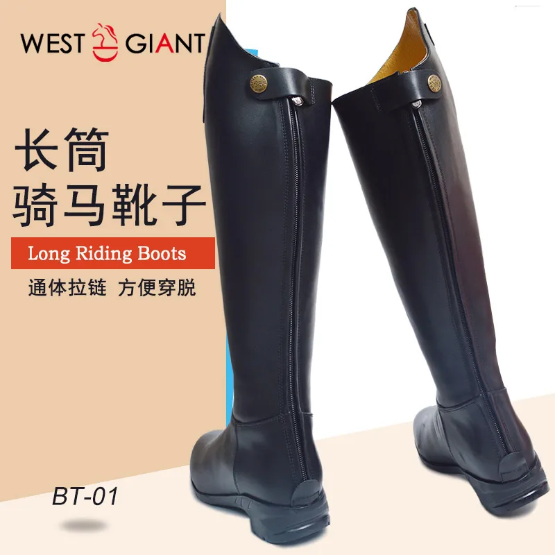 Professional Long Tube Equestrian Riding Boots Top Layer Cowhide Riding Boots Training For Teeniger And Adult
