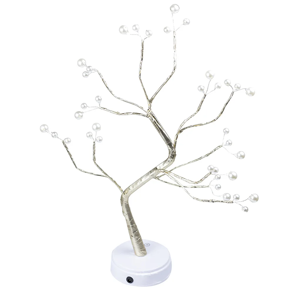 

USB Artificial Trees Home Decor Wedding Night Light Pearl Shape Bedroom Branches Party Plastic Shimmer 36 LED Warm White Fashion