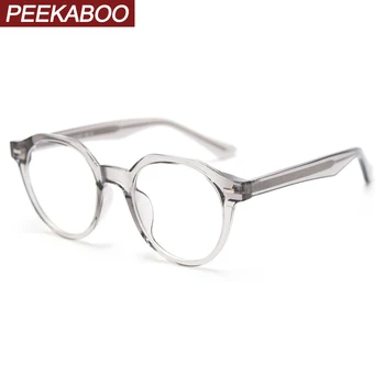 

Peekaboo tr90 optical glasses frame for men korean style round retro transparent glasses for women grey high quality clear lens