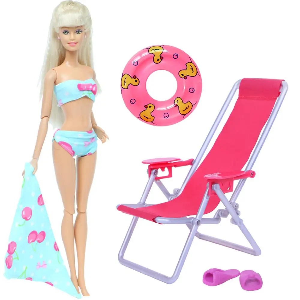 Bikini Slipper-Accessories Beach-Chair Cherry-Design Barbie-Doll Swimwear Lifebuoy Cloth