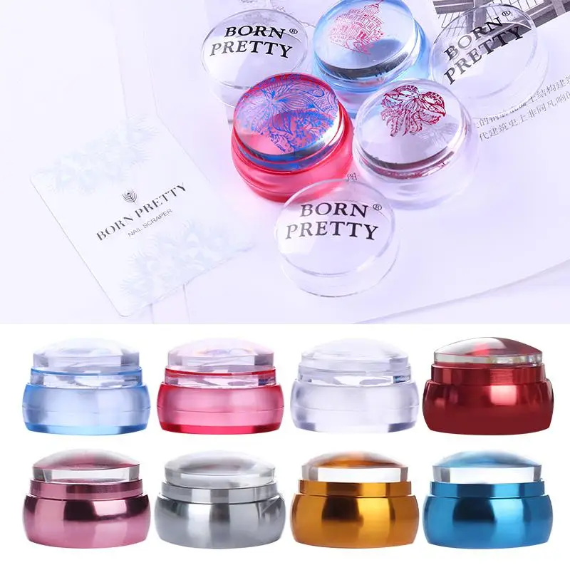 The Born Pretty Clear Jelly Silicone Stamper with Metallic Handle and Scraper Set