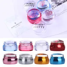 Nascido bastante claro geléia silicone stamper metálico lidar com arte do prego stamper com raspador conjunto para carimbar a placa prego selos