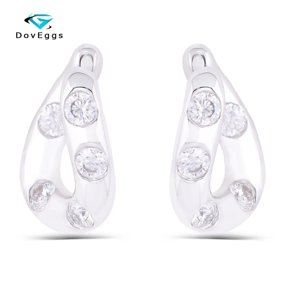 DovEggs Твердые 925 Moissanite серьги-кольца для женщин 1CTW 3,0 мм Moissanite стерлингового серебра дамы Бархатные серьги-кольца