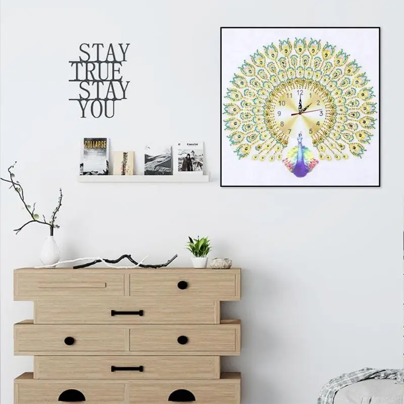 Алмазная картина вышивка крестом настенные часы DIY цветочный узор Бабочка