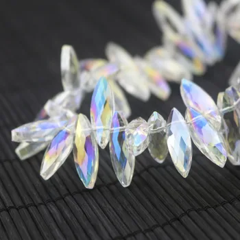

7x22mm Colorful Horse Eye Crystal Jewelry Bead White AB 10pcs/lot Oval Shape Crystal Glass Beads for DIY Jewelry Making Material
