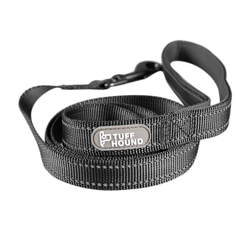 Tuff Hound высокопрочный поводок для домашних животных модная прочная цепь для собак светоотражающий материал Hyena веревка нейлон - Цвет: Black