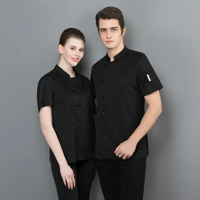 Tops and aprons Форма шеф-повара летняя с коротким рукавом дышащая сетка унисекс поварская рубашка мужская и женская куртка для повара кухонные суши униформа Рабочая одежда - Цвет: Tops and aprons