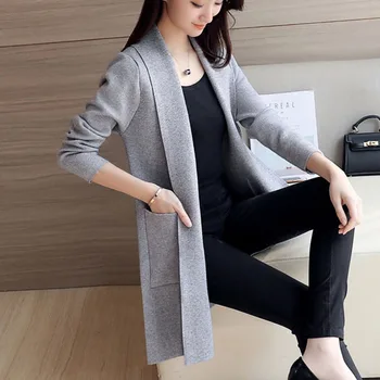 

Long Cardigan Autumn Winter Tops Women Long Sleeve Cardigan Sweater Knitted Cardigans For Women Loose Large Size Coat Clothes