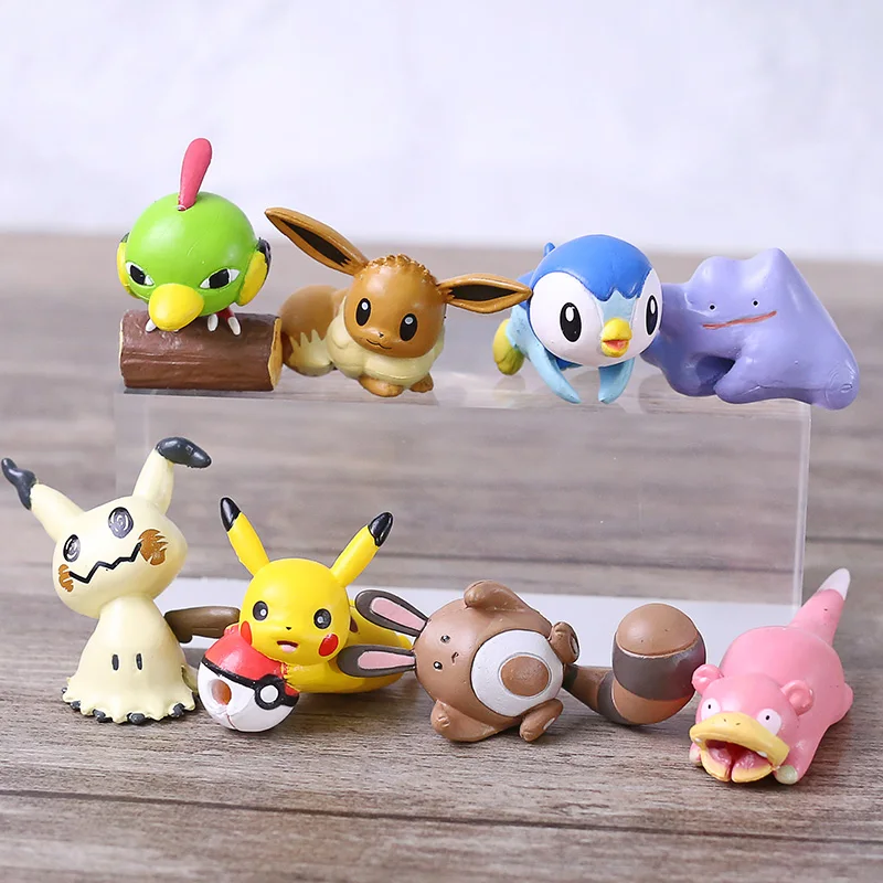 

Anime Cartoon Monsters Eevee Mimikyu Ditto Piplup Sentret Slowpoke PVC Animal Cable Protector Action Figures
