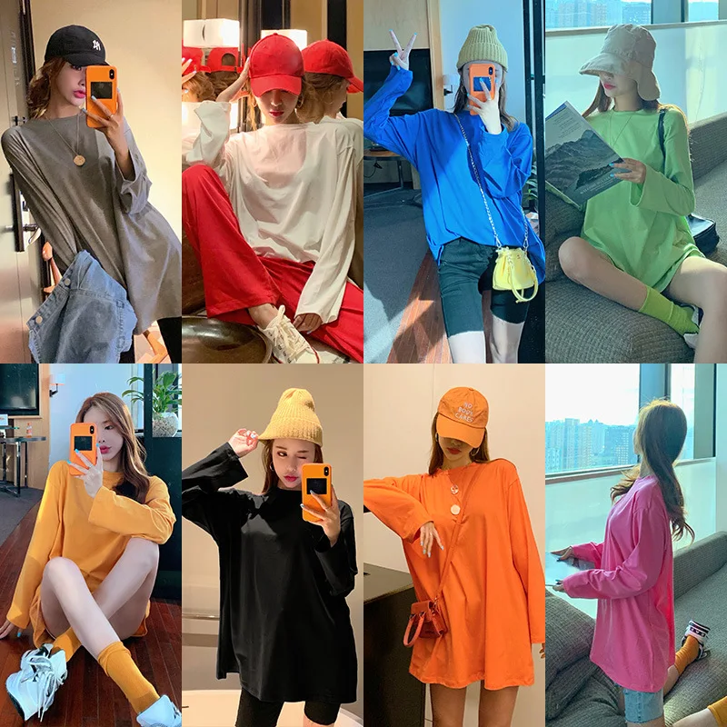 

Autumn And Winter Net Price Photo Shoot Detected Cotton 8-Color Run Autumn Clothing Korean-style Loose-Fit Mid-length Casual Lon