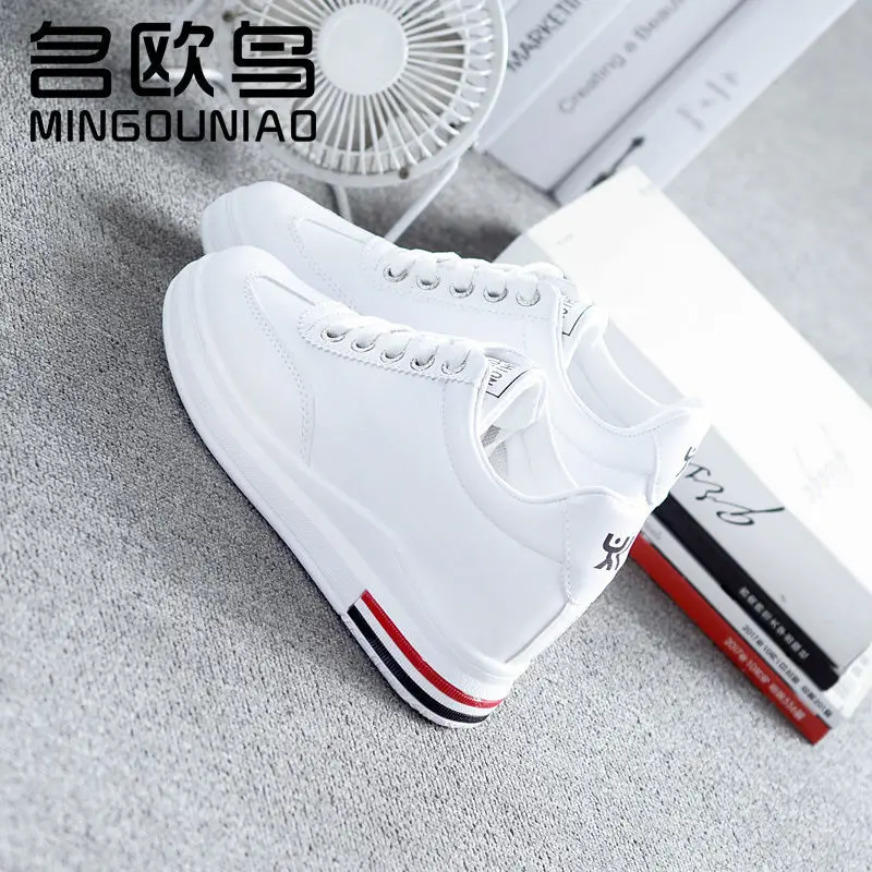 

Ming ou Bird Elevator Small White Shoes Women's 2018 New Style Versatile Korean-style Students Breathable Thick Bottomed Shoes C
