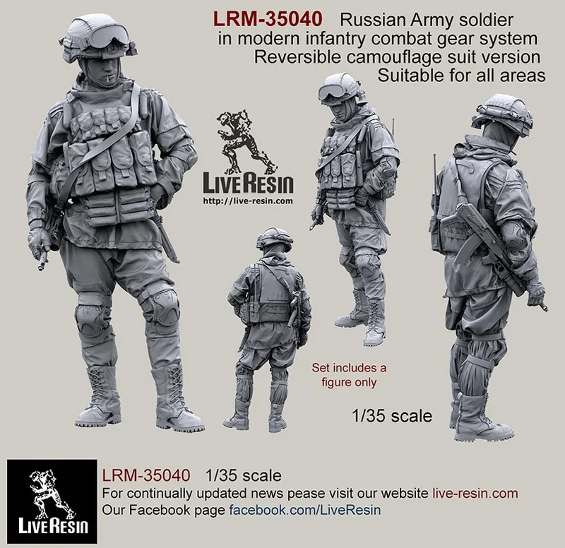 [Набор масштабных моделей] живой полимерный LRM-35040 1/35 солдат русской армии в современной системе боевой экипировки пехоты, комплект 2