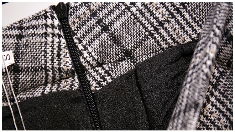 Осенне-зимний женский пуловер с v-образным вырезом и длинными рукавами с бахромой+ Клетчатая Шерстяная Юбка с высокой талией, элегантный комплект одежды из 2 предметов