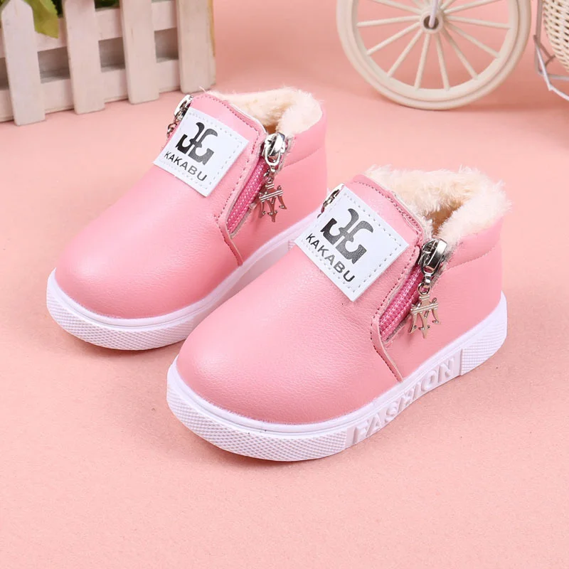 Girls Fashion Snowfield Booties Children Winter Comfort Soft Plush Martin Boots Kids Cute Solid Warm Cotton Flat Short Boot