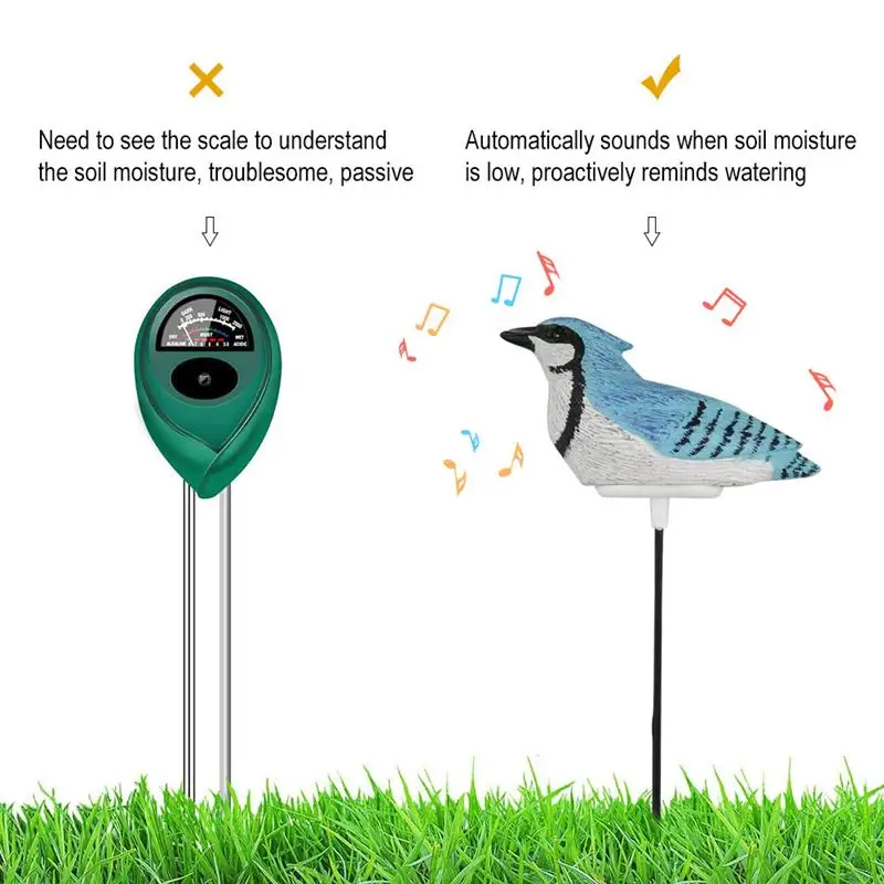 Resin Birds Soil Moisture Meter Monitor Temperature Plant Moisture