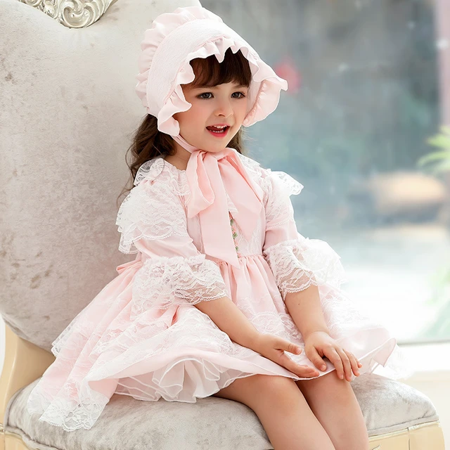 Vestido de princesa Lolita con sombrero para bebé, ropa de fiesta de cumpleaños, baile, encaje, Boutique, - AliExpress