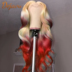Red Blue Green Purple Pink Ombre Highlight Wigs Body Wave Lace Front Human Hair Wigs For Women Human Hair Wig Transparent Lace