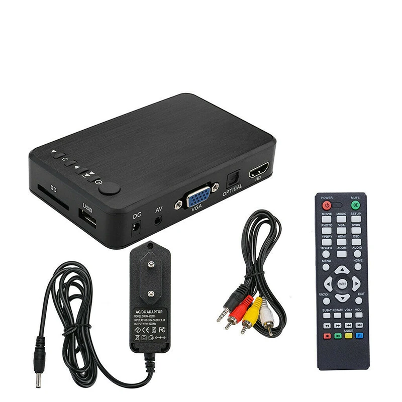 EU Larryjoe Mini 1080P Full HD HDMI Мультимедийный Плеер Наборы Профессиональный USB внешний HDD медиаплеер с 3 выходами HDMI/VGA/AV - Цвет: EU