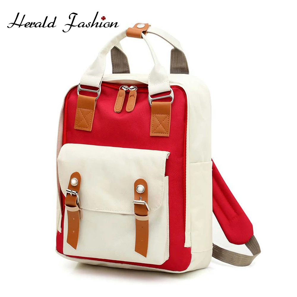 

Herald Fashion Women Multi-function Backpack Candy Color Notebook Shoulder Bag Cute Girls Canvas Laptop Schoolbag Schoolbags New