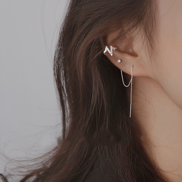 Simple Moon Star Rhinestone Long Chain Earrings For Women Shine Sun Crescent Geometric Tassel Piercing Earring Party Jewelry
