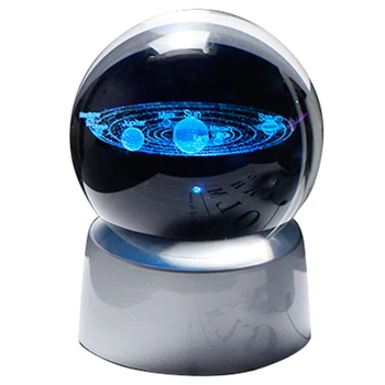 

Crystal Ball Planet 3D Solar System Model Global Glass With Led Base Home Decoration Accessories Astronomical Decorative Ball