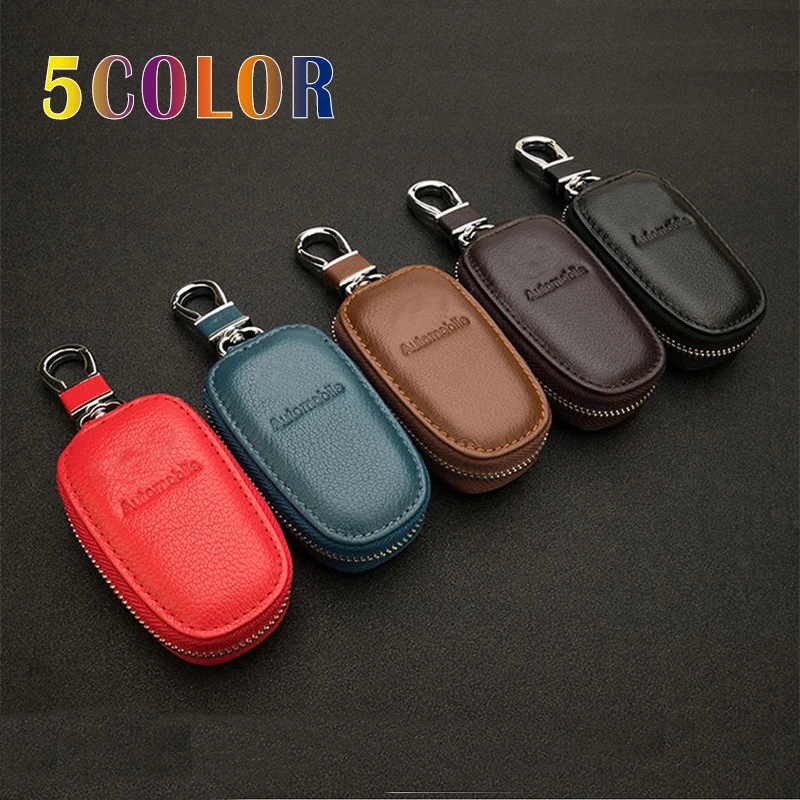 

Fashion Style Car Key Cover Genuine Leather Key Wallet Car Square Zipper Key Case Wallet For Ford Toyota BMW Audi Lexus Mercedes