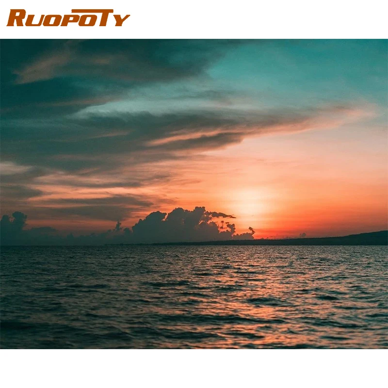 RUOPOTY Frame DIY Painting By Numbers Seascape Picture By Numbers