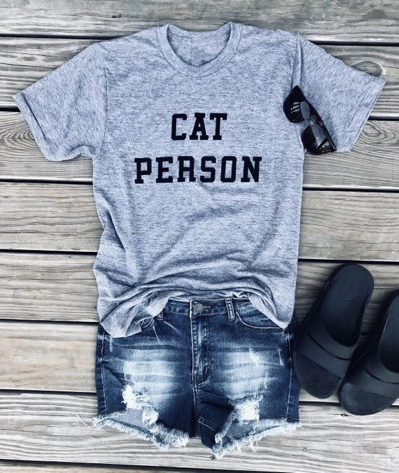 Cat Person, Cat Lover, Cat Mom, Cat Dad, Cat Owner, American Apparel Track tee, shirt, women clothing, tee, grey shirt, fashion shirt, cat
