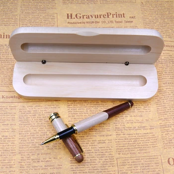 

Wooden Gel Pen Set With Wood Pencil Case 0.5 mm Black Ink Writing Tools