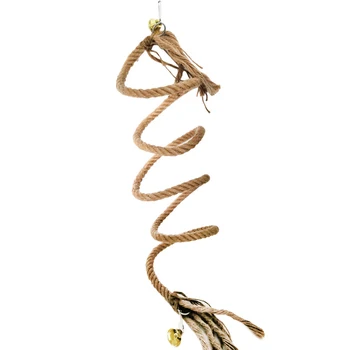 

Drop Ship Bird Perch Spiral Cotton Rope With Bell Parrot Climbing Swing Standing Toys Supplies
