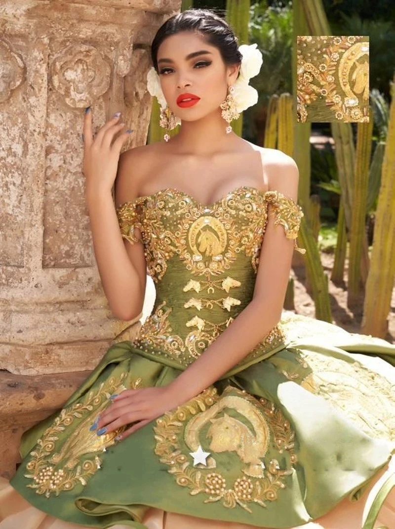 Olive Green Quinceanera Dresses Embroidrey vestido de 15 años 2022 Ruffles  Beaded lace up Sweet 16 Dress vestidos de xv años|Quinceanera Dresses| -  AliExpress