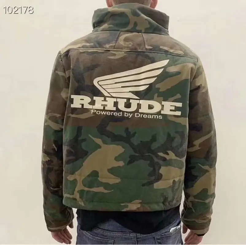 RHUDE Jackets Men Women Stitching Streetwear Bomber Camouflage Jacket Windbreaker Rainbow Coat RHUDE Army Men Jacket RHUDE Jackets Men Women Stitching Streetwear Bomber Camouflage Jacket Windbreaker Rainbow Coat RHUDE Army Men Jacket