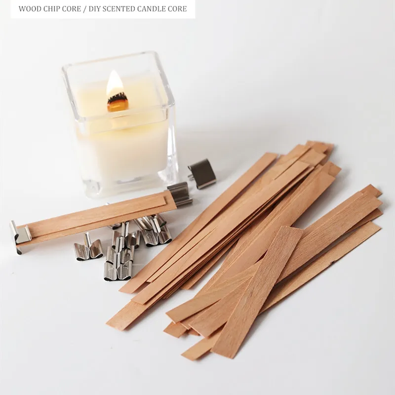 20PCS Wooden Candles Wick with Sustainer Tab DIY Candle Making Supplies Soy Parffin Wax Wick for DIY candle material