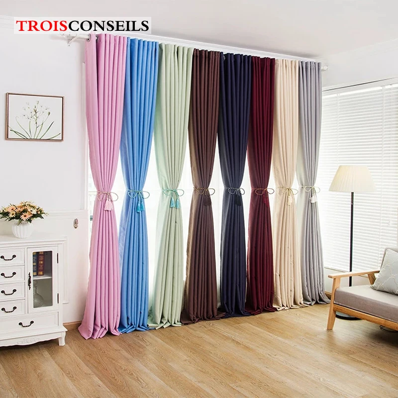Solid Color Double-sided Velvet Blackout Curtains For Living Room Window Treatment Kids Interior Home Decor | Дом и сад