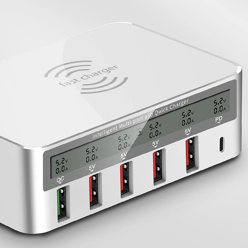 50 Вт Smart Qc3.0 Быстрая зарядка Usb зарядное устройство светодиодный адаптер Беспроводное зарядное устройство настольное(вилка Великобритании