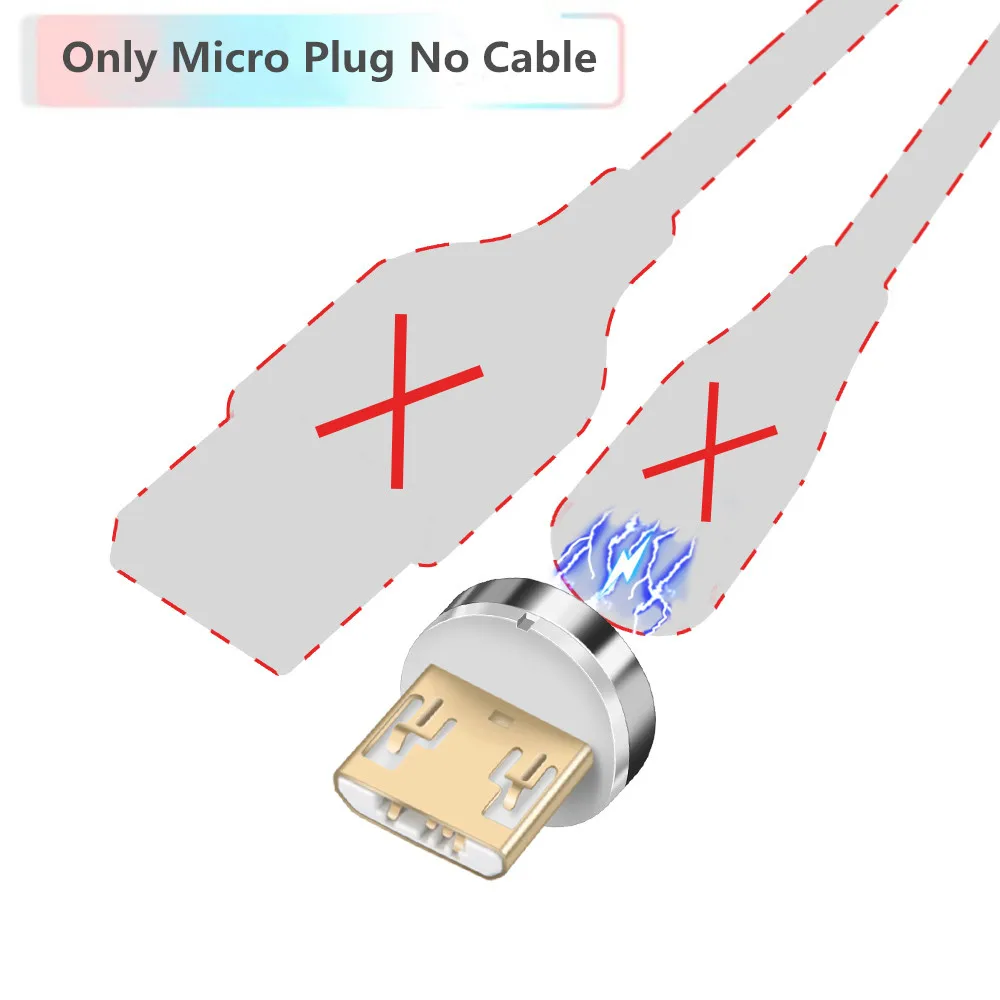 Магнитный кабель Олаф 1 м 2 м 3 А, кабель для быстрой зарядки micro usb type c для быстрой зарядки iPhone 3,0, магнитный кабель USB c type-C - Цвет: Only For Micro Plug