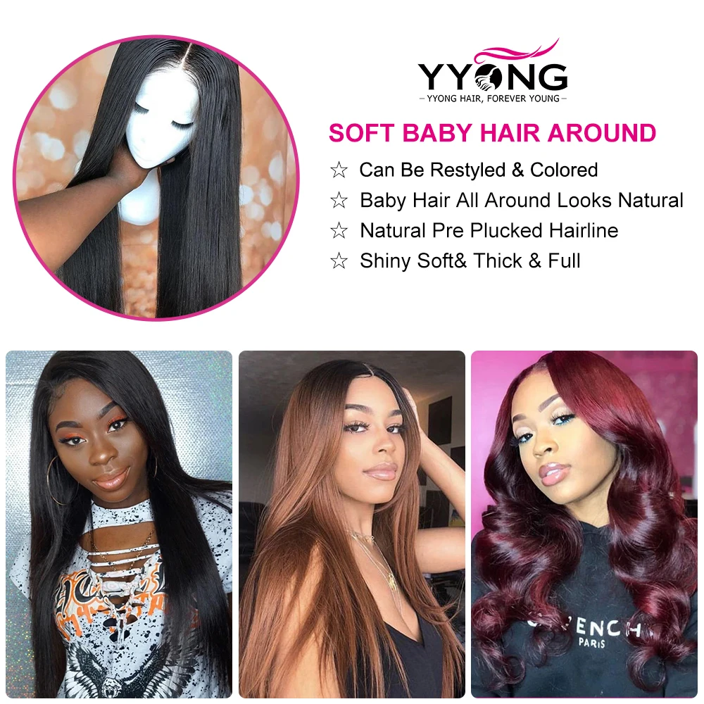 US $55.18 Yyong 4x4Amp 1x6 T Part Hd Transparent Lace Front Wigs Peruvian Straight Lace Closure Wig For Women Remy Front Human Hair Wig Low