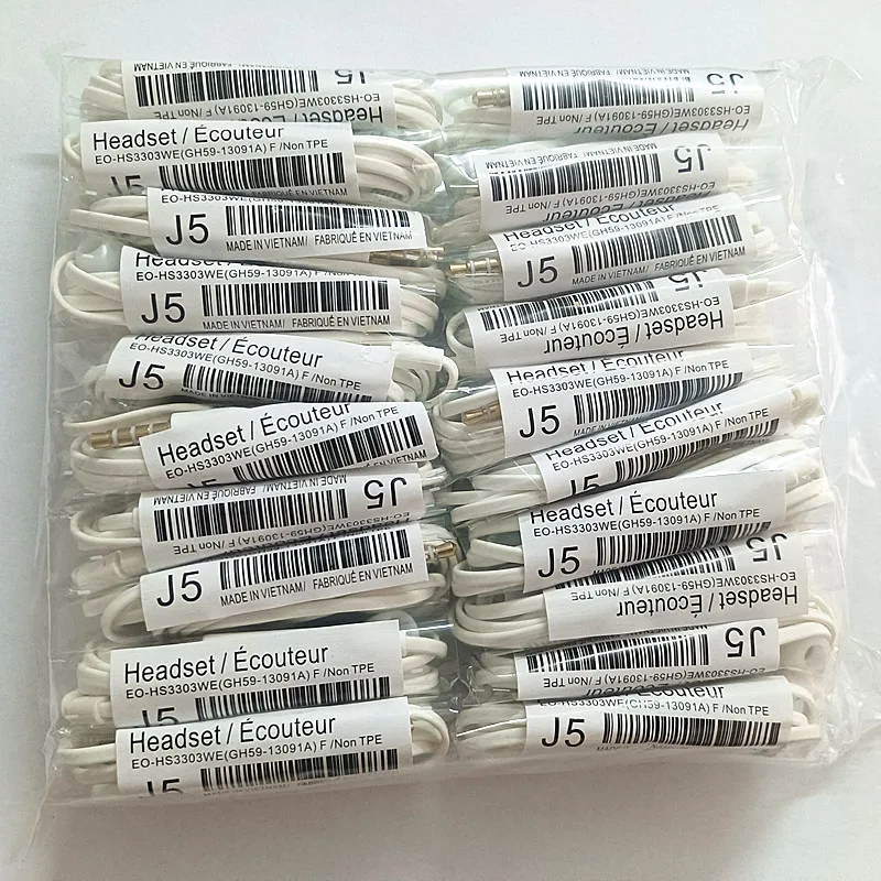 20 pcs J5 3.5mm Wired In-Ear Earphone Earbud Headset with Mic for Samsung Galaxy S4 Smartphone High Quality Headphone | Электроника