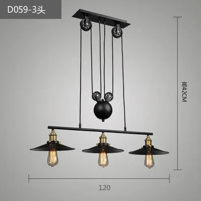 E27 Single Vintage Loft Retro Pendant Light Sconce Hanging Pulley Lamp Fixtures Restaurant Bar Home Decoration - Цвет корпуса: 3
