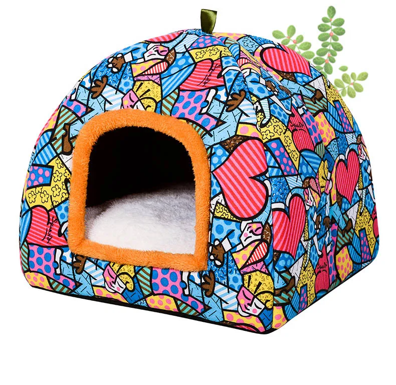 Petshy складная кровать для кошек, собак, Yurt, гнездо для питомцев, пещера, домашний принт, для щенков, кошек, диван для собак, коврик для сна, товары для собак, кошек, питомцев