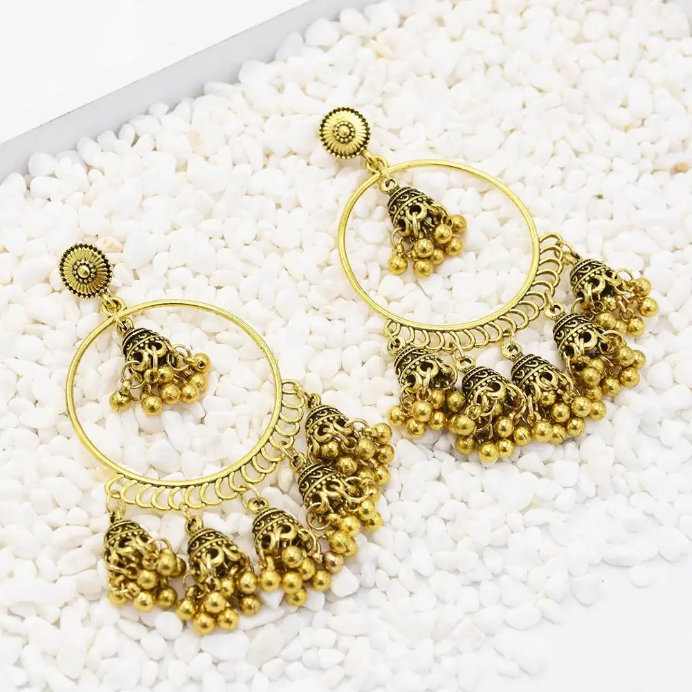 Болливуд оксидированный серебро золото ручной работы jhumka Jhumki этнические серьги ювелирные изделия для женщин большая кисточка Афган индийские висячие серьги