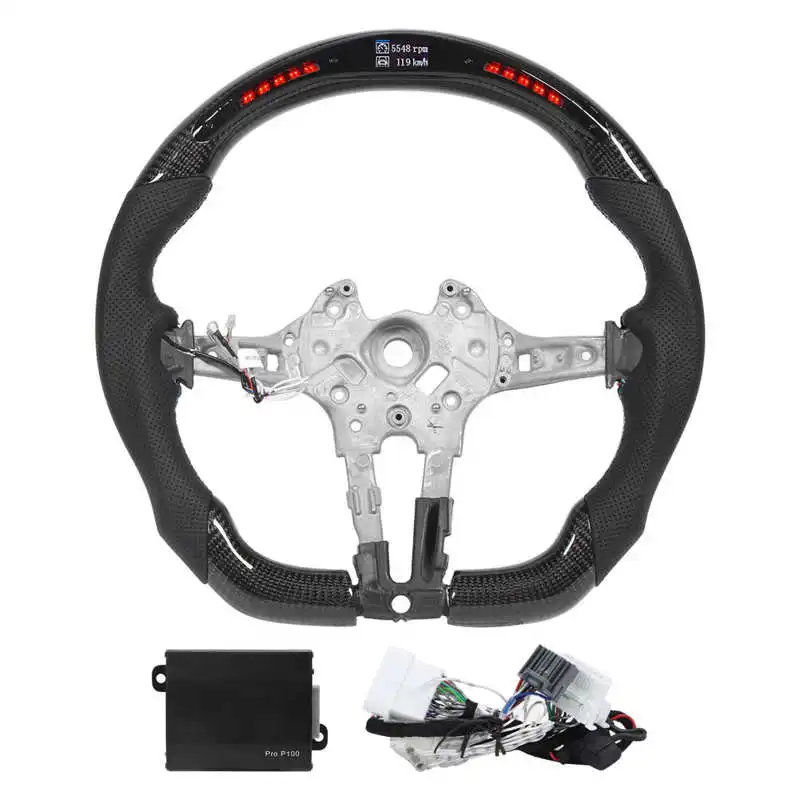 Carbon Fiber LED Shift Lights Display Steering Wheel Perforated Leather