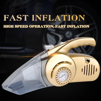 

Portable Car Handheld Vacuum Cleaner Golden Electric Air Pump Tire Inflator LED Light 12V Vacuum Cleaner For Car